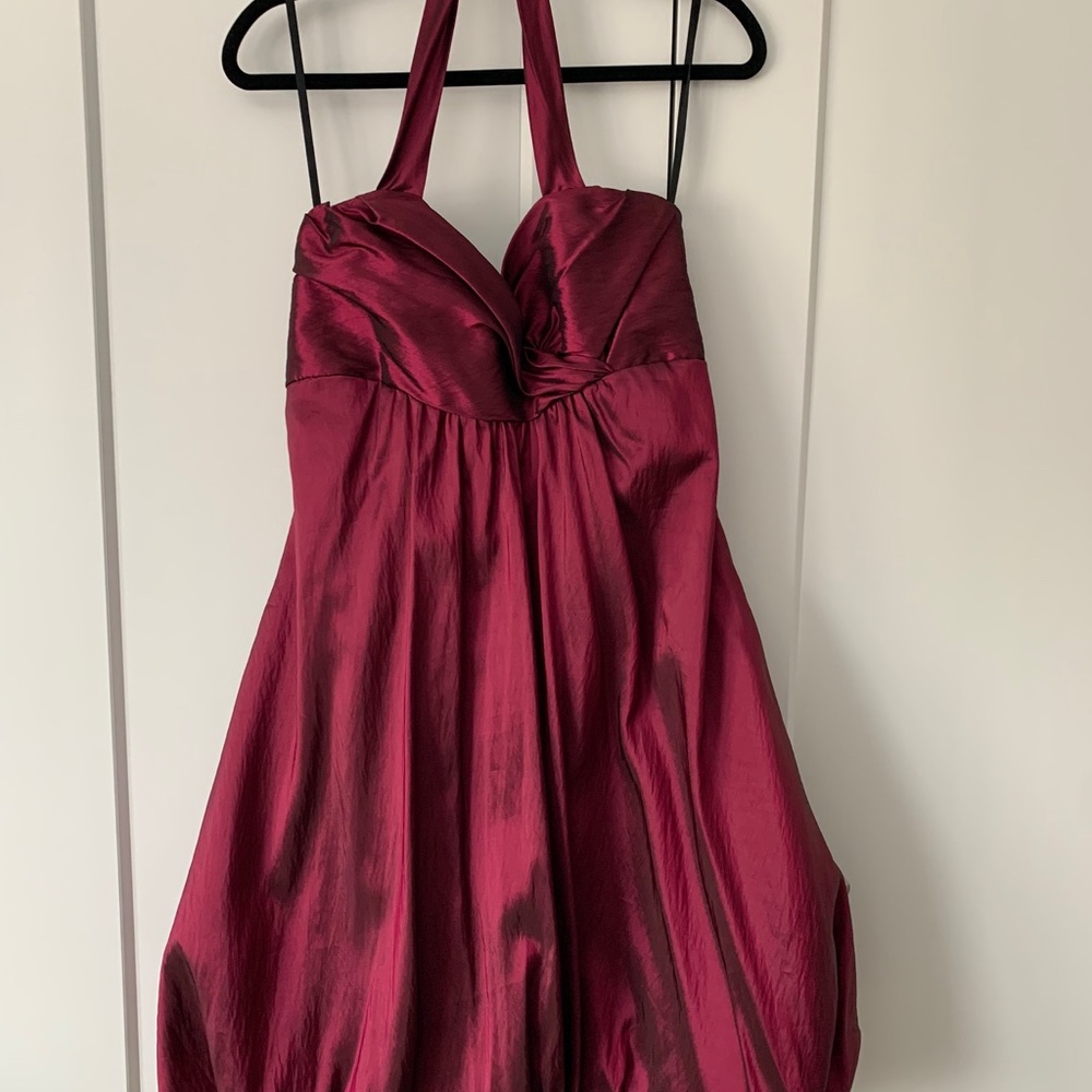 Halter Formal Deep Magenta Bubble Style Dress